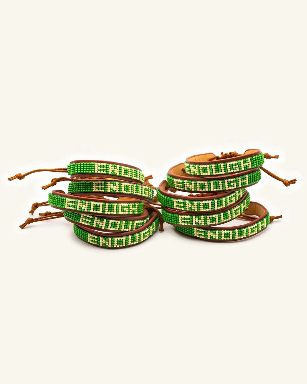ENOUGH Beaded Leather Bracelet Pack (10 Pack) ENOUGH