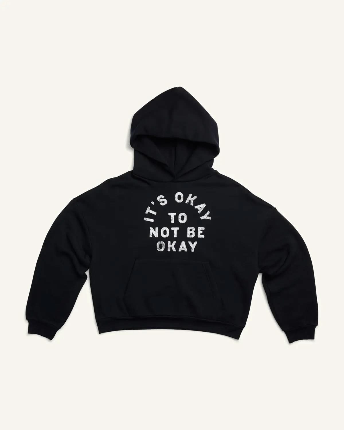 It's Okay Drop Shoulder Cropped Hoodie ENOUGH
