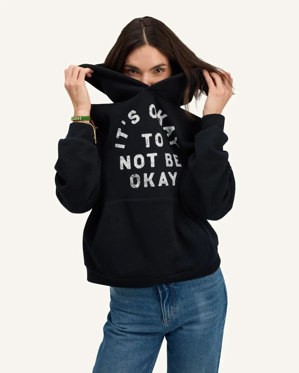 It's Okay Drop Shoulder Cropped Hoodie ENOUGH