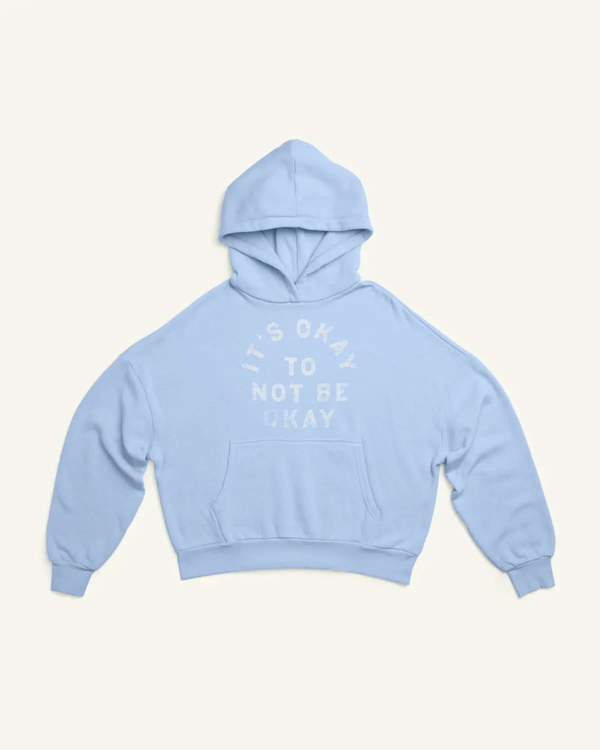 It's Okay Drop Shoulder Cropped Hoodie ENOUGH