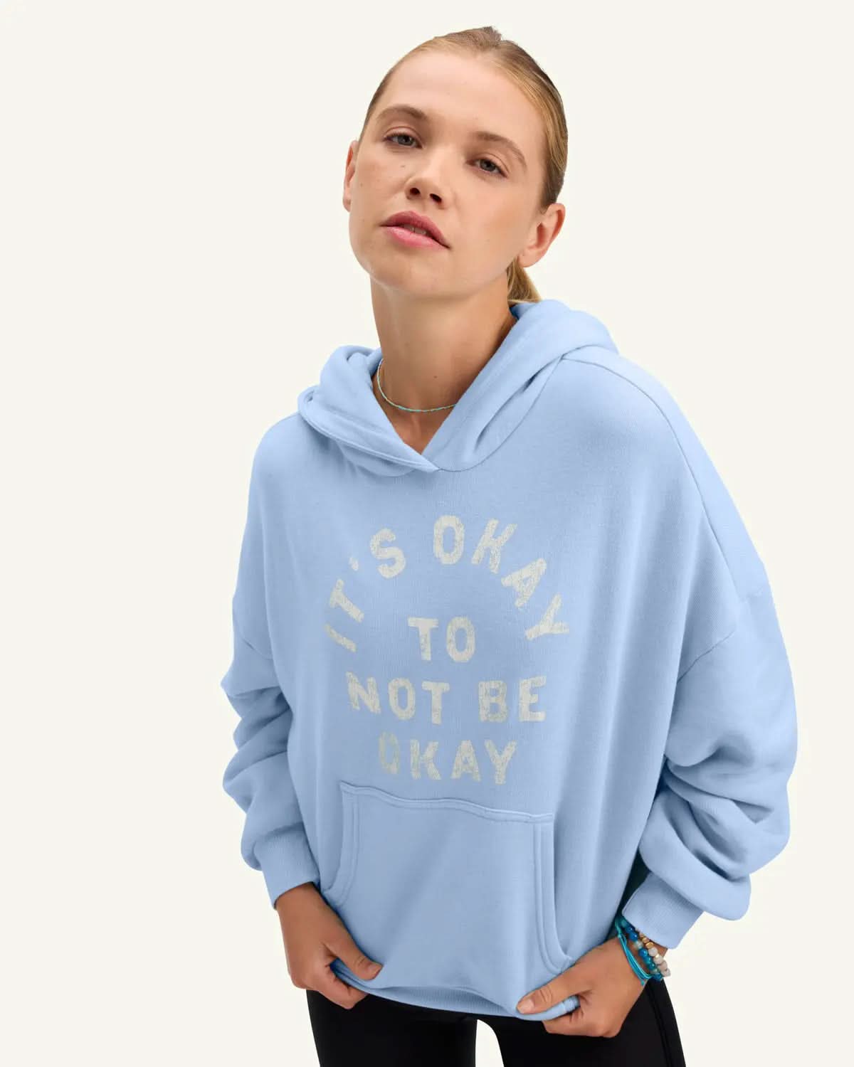 It's Okay Drop Shoulder Cropped Hoodie ENOUGH