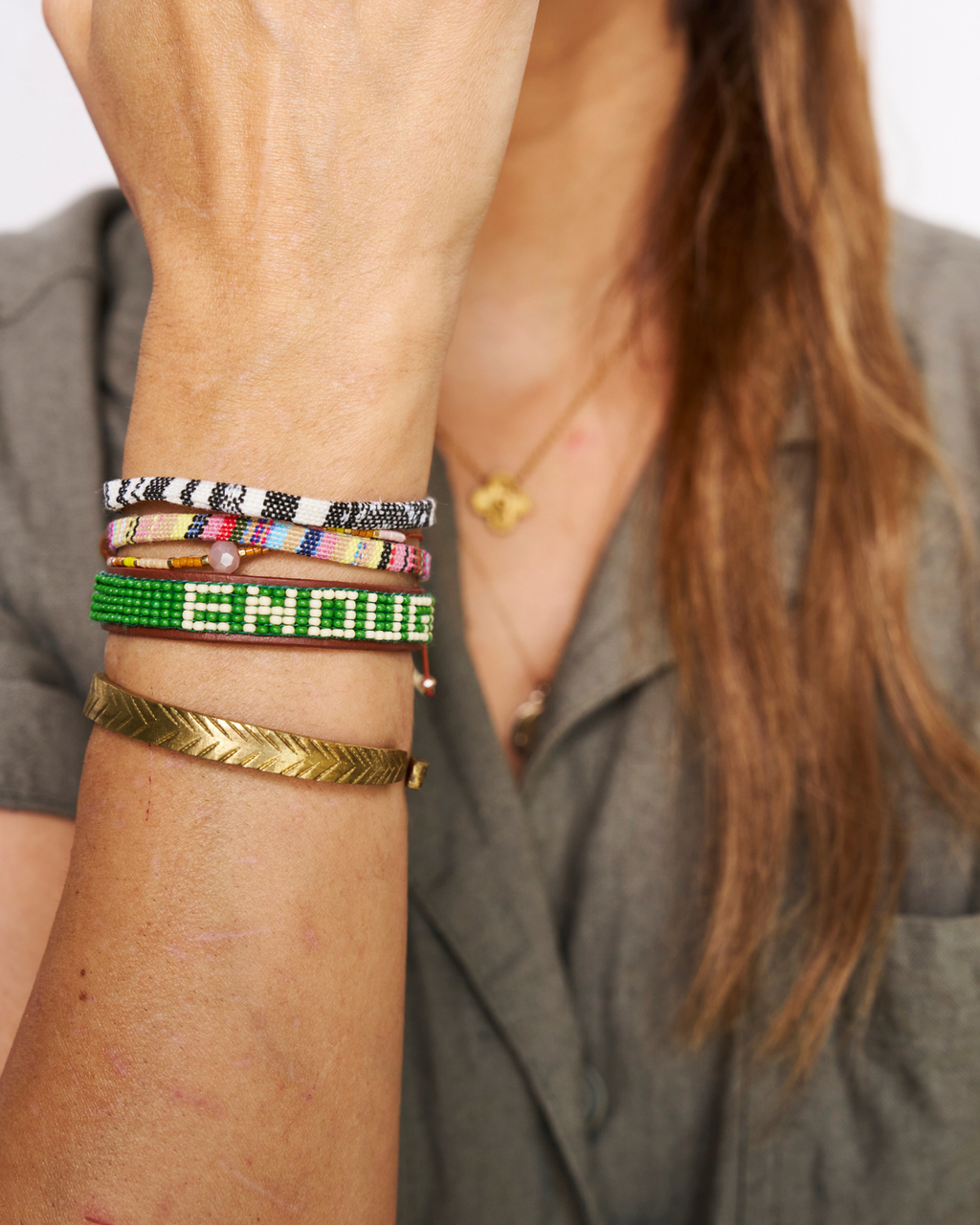 ENOUGH Beaded Leather Bracelet Pack (5 Pack) ENOUGH