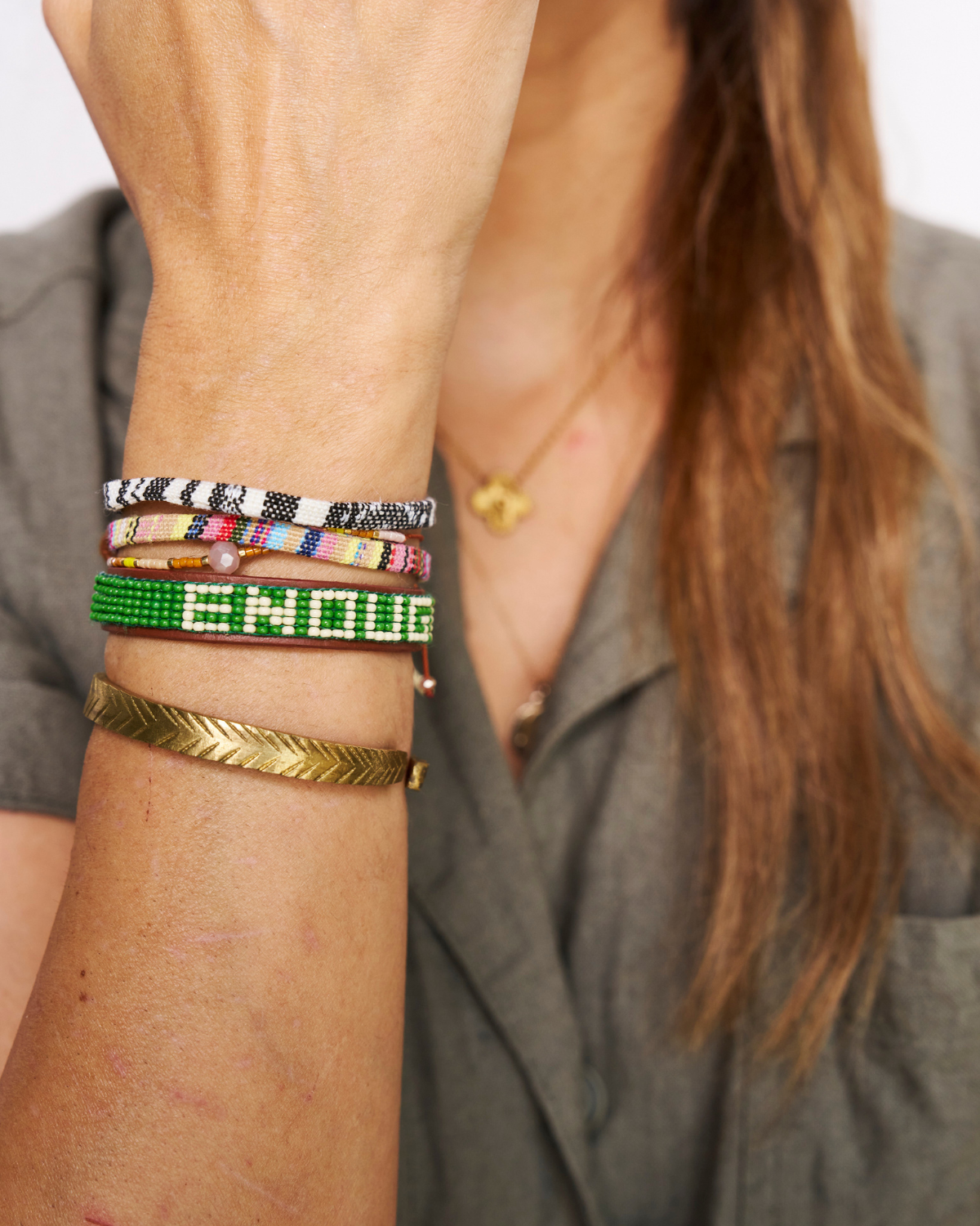ENOUGH Beaded Leather Bracelet Pack (5 Pack) ENOUGH